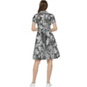 Black And White Debris Texture Print Short Sleeve Waist Detail Dress View2