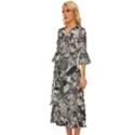 Black And White Debris Texture Print Midsummer Wrap Dress View2