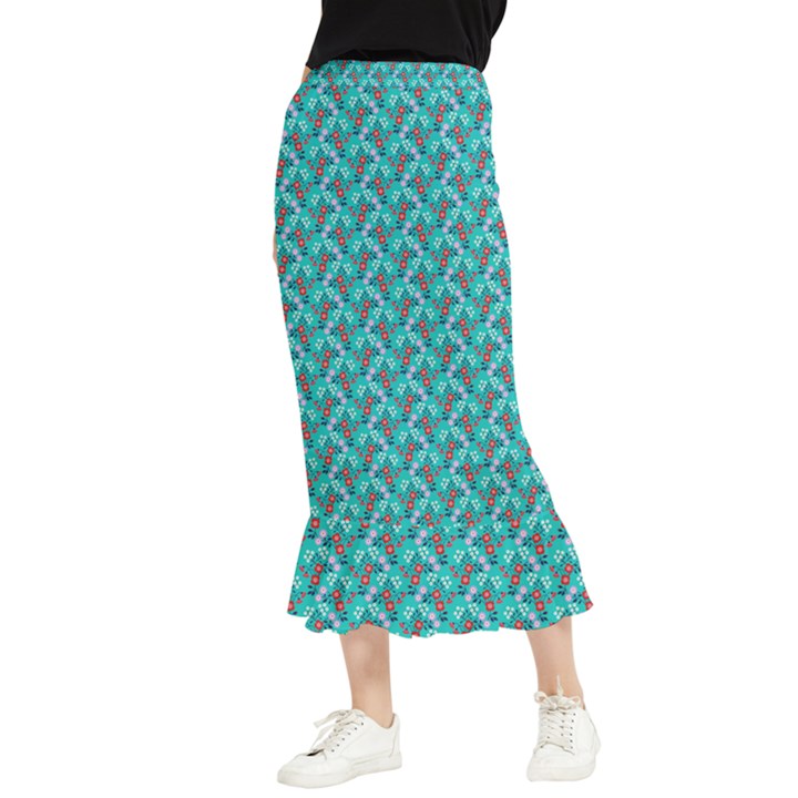 Digital Illusion Maxi Fishtail Chiffon Skirt