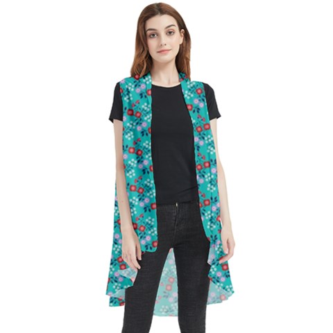 Digital Illusion Sleeveless Chiffon Waistcoat Shirt by Sparkle