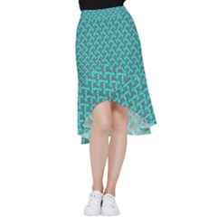 Digital Illusion Frill Hi Low Chiffon Skirt