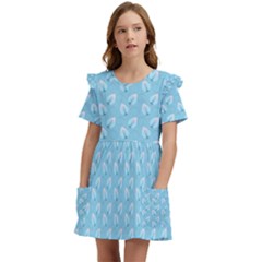 Frozen Forest Kids  Frilly Sleeves Pocket Dress