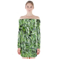 Green Desire Long Sleeve Off Shoulder Dress by DimitriosArt