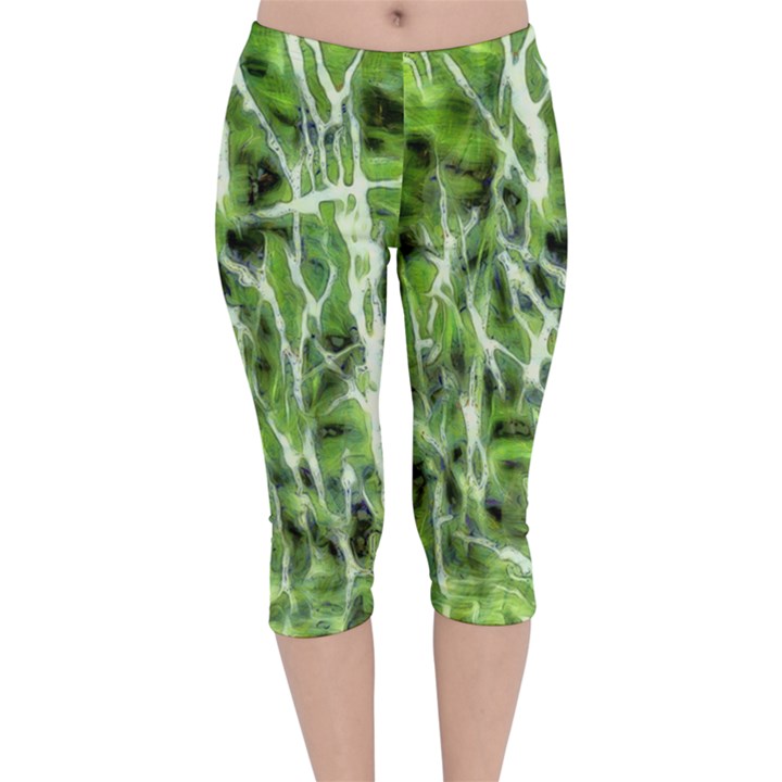 Green desire Velvet Capri Leggings 