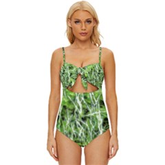 Green Desire Knot Front One-piece Swimsuit by DimitriosArt