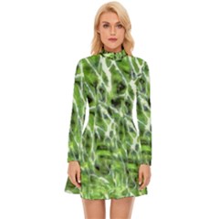 Green Desire Long Sleeve Velour Longline Dress by DimitriosArt