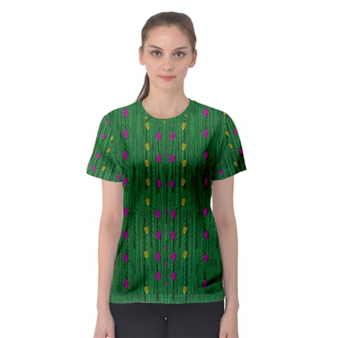 Forest Tulips Groowing To Reach The Divine Sky Pop-culture Women s Sport Mesh Tee by pepitasart