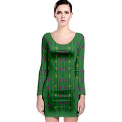 Forest Tulips Groowing To Reach The Divine Sky Pop-culture Long Sleeve Bodycon Dress by pepitasart