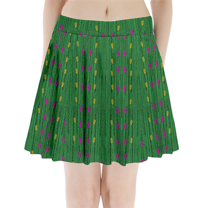 Forest Tulips Groowing To Reach The Divine Sky Pop-culture Pleated Mini Skirt