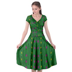 Forest Tulips Groowing To Reach The Divine Sky Pop-culture Cap Sleeve Wrap Front Dress by pepitasart