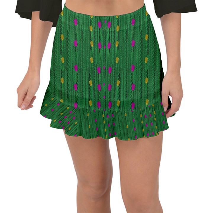 Forest Tulips Groowing To Reach The Divine Sky Pop-culture Fishtail Mini Chiffon Skirt