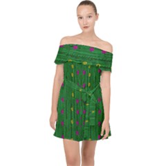 Forest Tulips Groowing To Reach The Divine Sky Pop-culture Off Shoulder Chiffon Dress by pepitasart