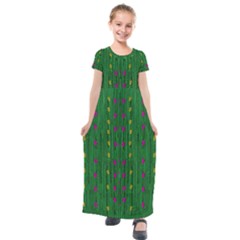 Forest Tulips Groowing To Reach The Divine Sky Pop-culture Kids  Short Sleeve Maxi Dress by pepitasart