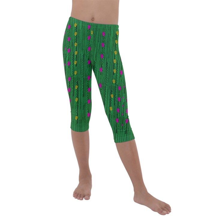 Forest Tulips Groowing To Reach The Divine Sky Pop-culture Kids  Lightweight Velour Capri Leggings 