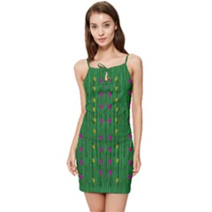 Forest Tulips Groowing To Reach The Divine Sky Pop-culture Summer Tie Front Dress by pepitasart