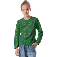 Forest Tulips Groowing To Reach The Divine Sky Pop-culture Kids  Long Sleeve Tee With Frill 