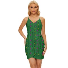 Forest Tulips Groowing To Reach The Divine Sky Pop-culture Wrap Tie Front Dress by pepitasart