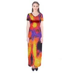 Requiem  Of The Lava  Stars Short Sleeve Maxi Dress by DimitriosArt