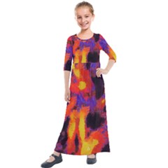 Requiem  Of The Lava  Stars Kids  Quarter Sleeve Maxi Dress by DimitriosArt