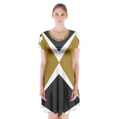 Abstract Pattern Geometric Backgrounds   Short Sleeve V-neck Flare Dress by Eskimos