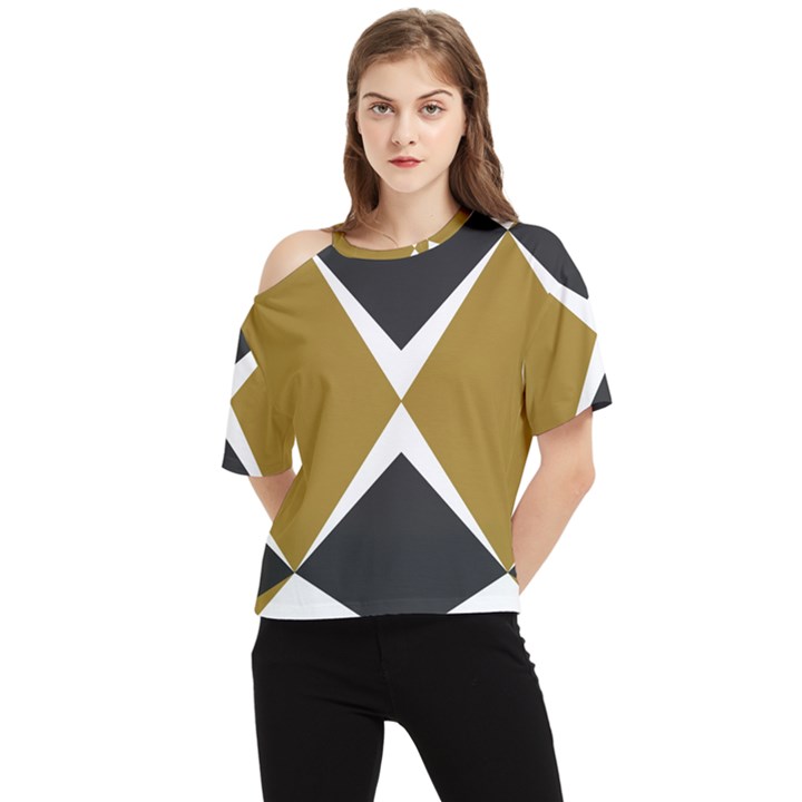 Abstract pattern geometric backgrounds   One Shoulder Cut Out Tee