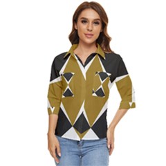 Abstract Pattern Geometric Backgrounds   Women s Quarter Sleeve Pocket Shirt