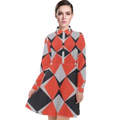 Abstract Pattern Geometric Backgrounds   Long Sleeve Chiffon Shirt Dress by Eskimos