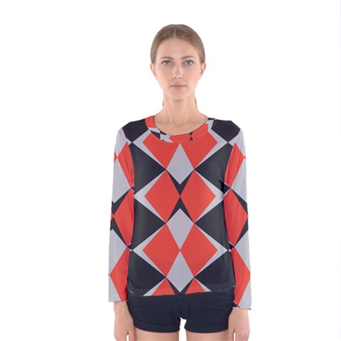 Abstract Pattern Geometric Backgrounds   Women s Long Sleeve Tee by Eskimos