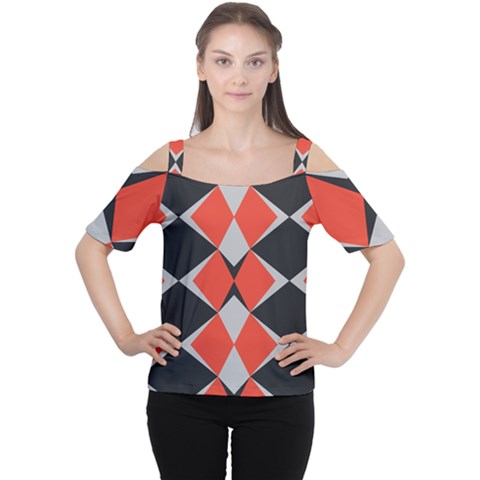 Abstract Pattern Geometric Backgrounds   Cutout Shoulder Tee by Eskimos