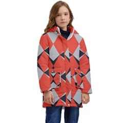 Abstract Pattern Geometric Backgrounds   Kid s Hooded Longline Puffer Jacket