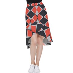 Abstract Pattern Geometric Backgrounds   Frill Hi Low Chiffon Skirt