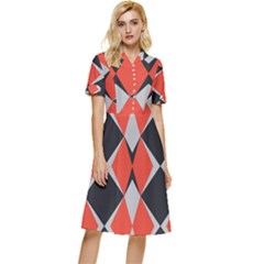 Abstract Pattern Geometric Backgrounds   Button Top Knee Length Dress