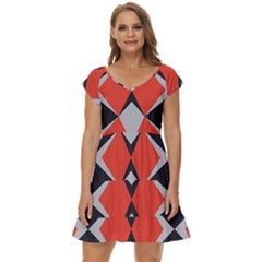 Abstract Pattern Geometric Backgrounds   Short Sleeve Tiered Mini Dress