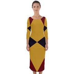 Abstract Pattern Geometric Backgrounds   Quarter Sleeve Midi Bodycon Dress by Eskimos