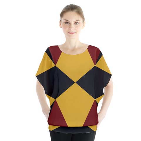 Abstract Pattern Geometric Backgrounds   Batwing Chiffon Blouse by Eskimos