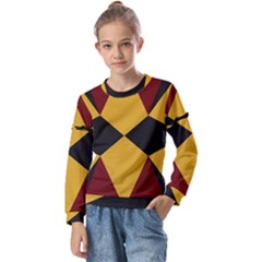 Abstract Pattern Geometric Backgrounds   Kids  Long Sleeve Tee With Frill 