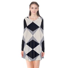 Abstract Pattern Geometric Backgrounds   Long Sleeve V-neck Flare Dress by Eskimos