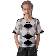 Abstract Pattern Geometric Backgrounds   Kids  V-neck Horn Sleeve Blouse