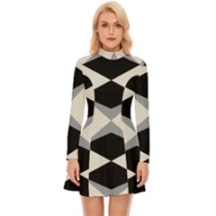 Abstract Pattern Geometric Backgrounds   Long Sleeve Velour Longline Dress