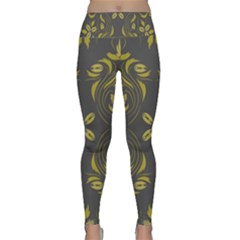 Folk Flowers Print Floral Pattern Ethnic Art Lightweight Velour Classic Yoga Leggings by Eskimos