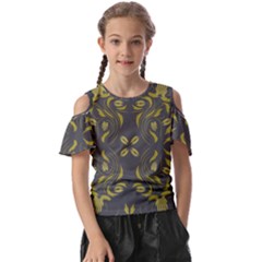 Folk Flowers Print Floral Pattern Ethnic Art Kids  Butterfly Cutout Tee