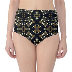 Folk flowers print Floral pattern Ethnic art Classic High-Waist Bikini Bottoms