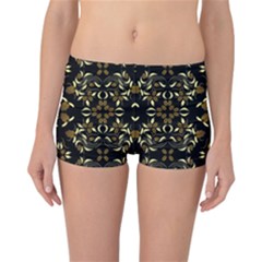 Folk flowers print Floral pattern Ethnic art Reversible Boyleg Bikini Bottoms