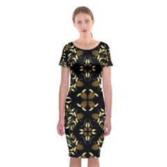 Folk Flowers Print Floral Pattern Ethnic Art Classic Short Sleeve Midi Dress by Eskimos