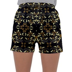 Folk Flowers Print Floral Pattern Ethnic Art Sleepwear Shorts by Eskimos