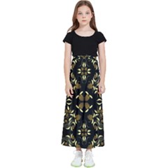 Folk Flowers Print Floral Pattern Ethnic Art Kids  Flared Maxi Skirt by Eskimos