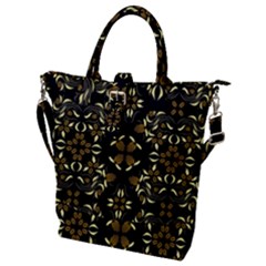 Folk Flowers Print Floral Pattern Ethnic Art Buckle Top Tote Bag by Eskimos