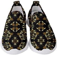 Folk Flowers Print Floral Pattern Ethnic Art Kids  Slip On Sneakers