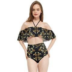 Folk Flowers Print Floral Pattern Ethnic Art Halter Flowy Bikini Set  by Eskimos