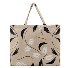 Folk Flowers Print Floral Pattern Ethnic Art Zipper Large Tote Bag by Eskimos